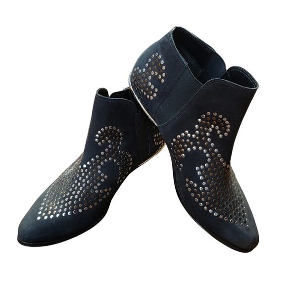 Schutz Distressed Leather Studded Ankle Boots Sz 8 – Rocker Western Vibe - Picture 3 of 10